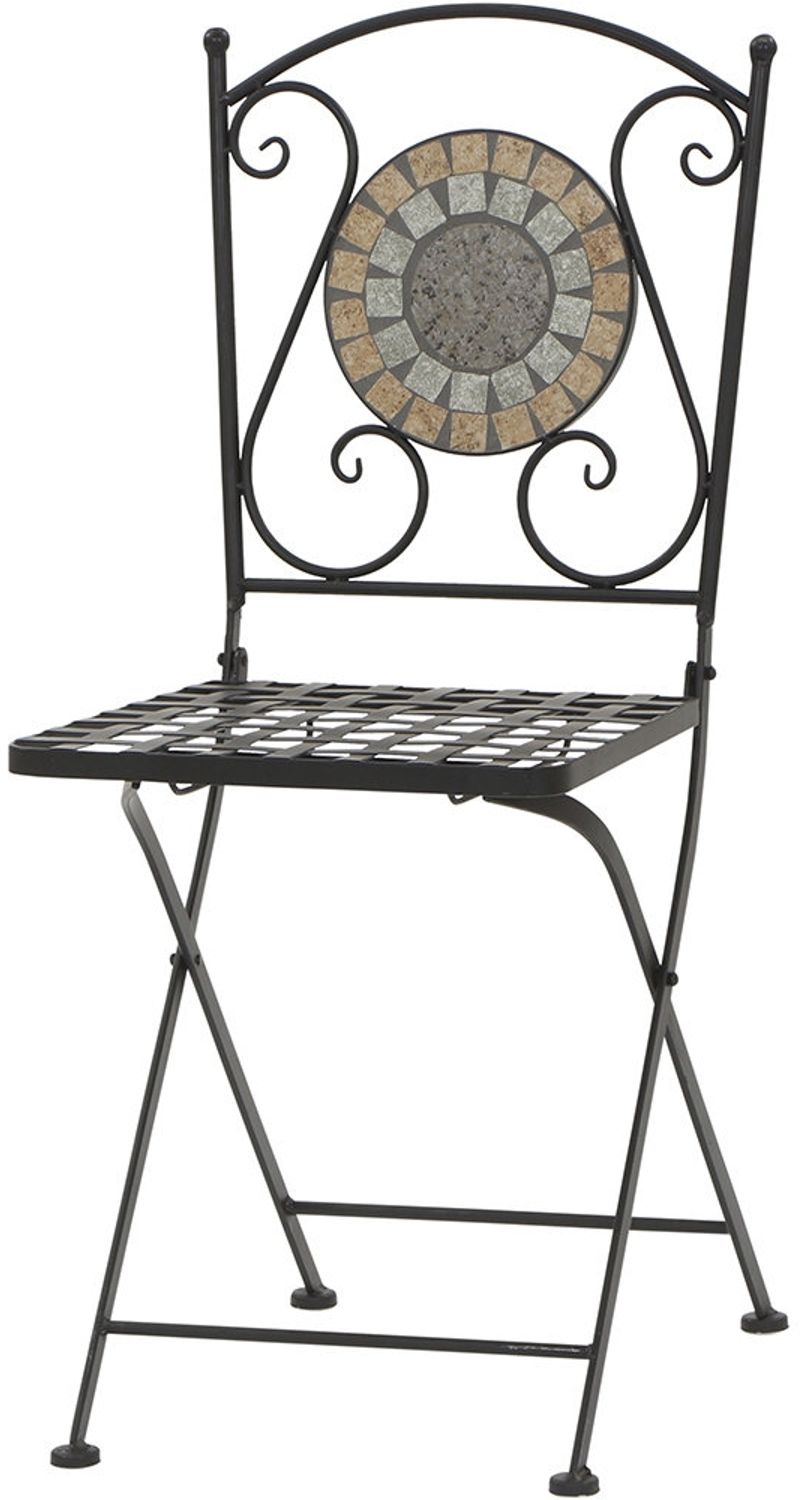 SIENA GARDEN Klappstuhl Prato 37x36x90 cm schwarz klappbar Keramik in Mosaikoptik Bild 1