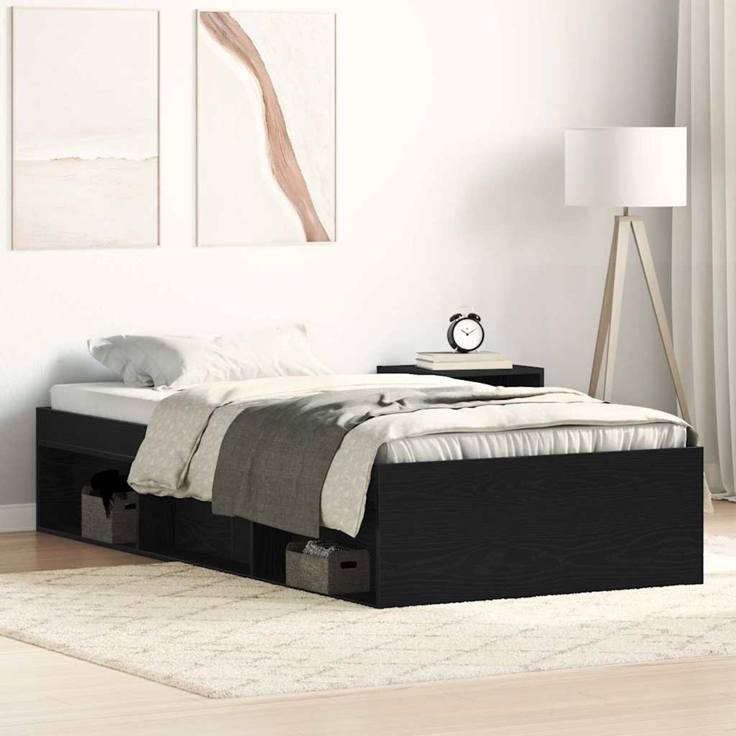 vidaXL Bettgestell ohne Matratze Schwarz Eichen-Optik 100x200 cm 3329330 Bild 1