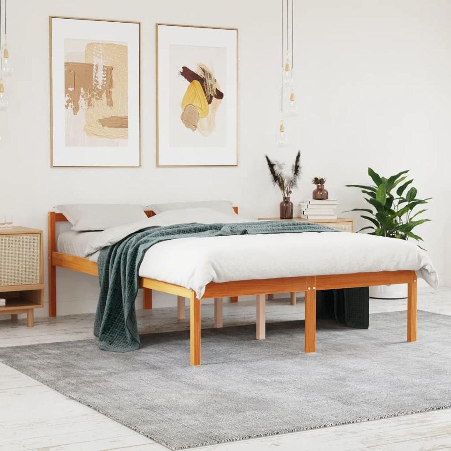 vidaXL Seniorenbett Wachsbraun 140x190 cm Massivholz Kiefer 844154 Bild 1