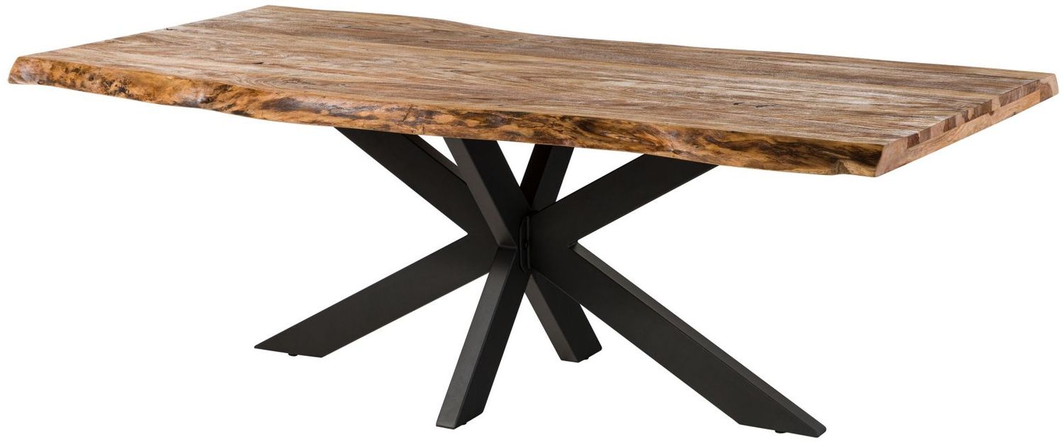 Baumtisch Sheesham 180x90x77 natur sandgestrahlt / Kreuzgestell anthrazit matt FREEFORM 5 Bild 1