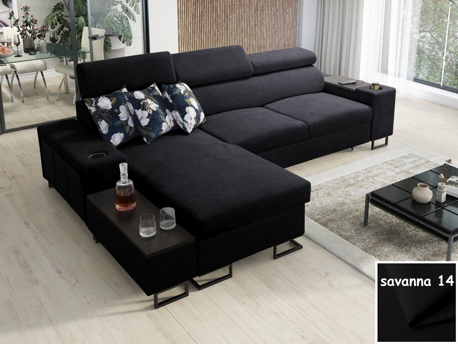 Möbel für Dich Ecksofa Melody I MAX, mit Ablage, USB, Becherhalter, Schlaffunktion und Bettkasten Bild 1