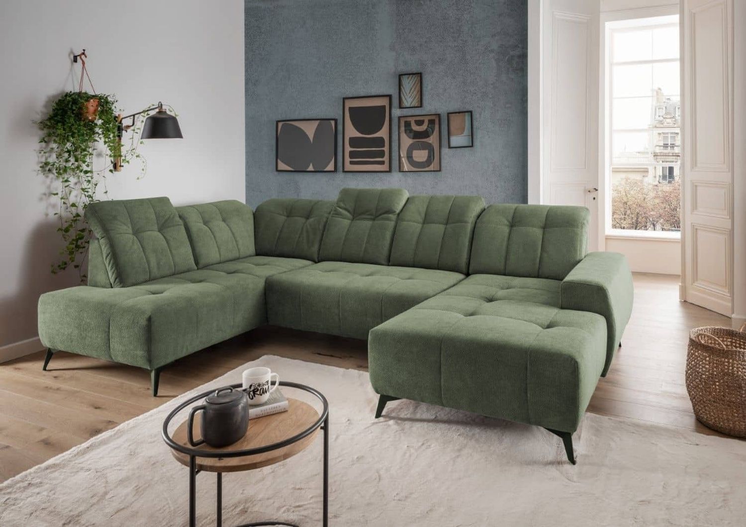 U-Form Wohnlandschaft Sano mit Elektrofunktion | Benformato Bild 1