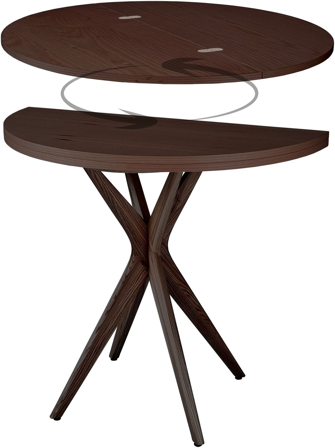 Ragaba kleiner halbrunder Esstisch, Esche & MDF Eschenholzfurnier, 90x45 cm, Walnussbeize Bild 1