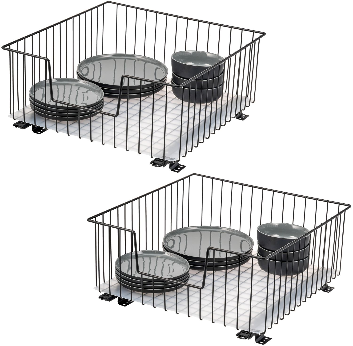 bremermann Schrank-Korbauszug 2er 50 cm mit Einlegeboden, aus Metall, in Schwarz Bild 1