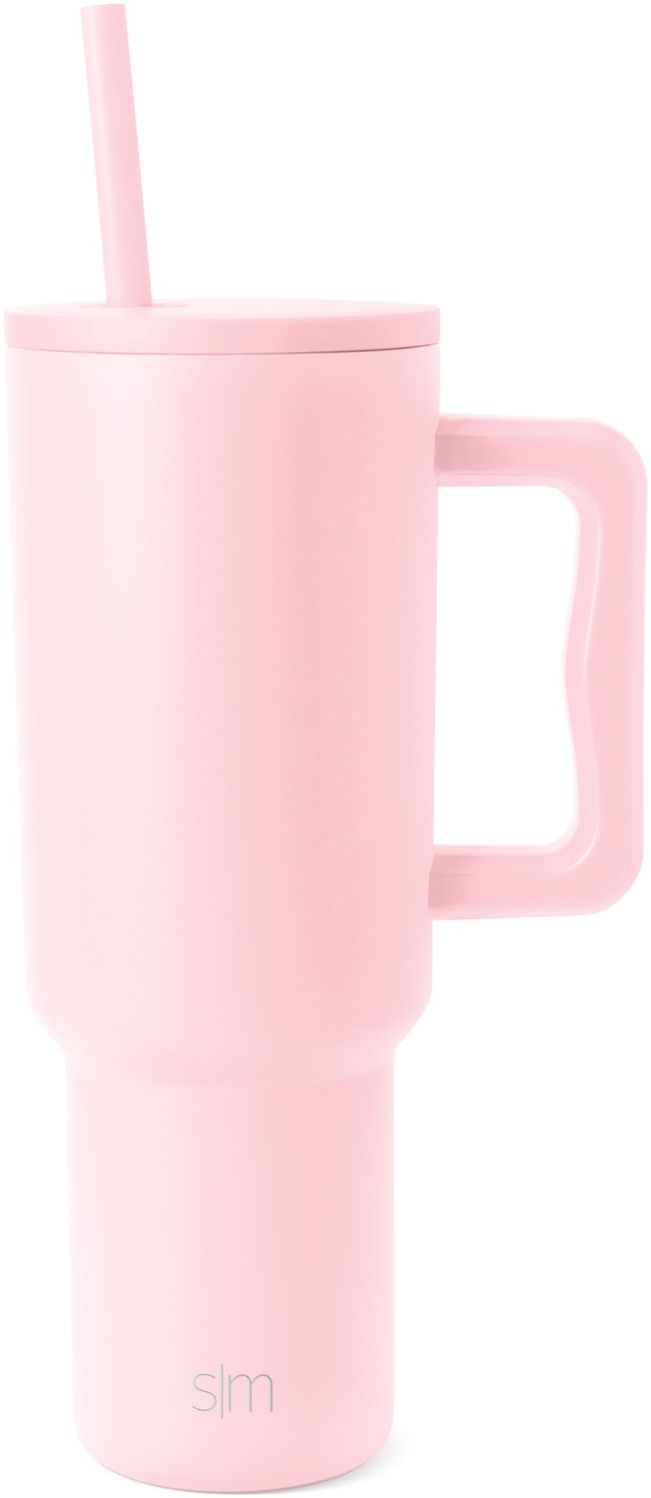Simple Modern Thermobecher mit Strohhalm und Griff | Isolierter Edelstahl-Trinkbecher Eiskaffee-Reisebecher | Geschenke für Frauen und Männer | Trek | 1180ml | Blush Bild 1
