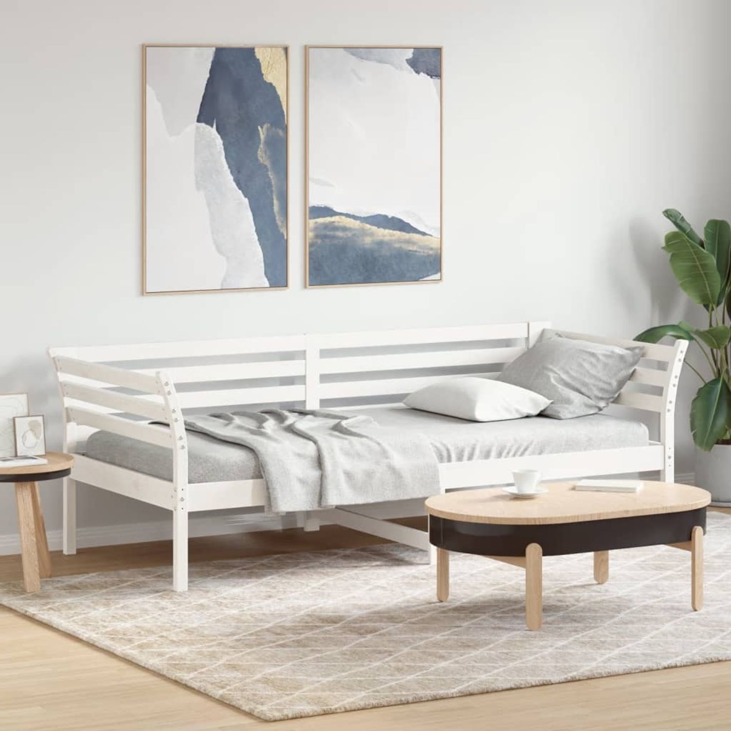 vidaXL Tagesbett ohne Matratze Weiß 80x200 cm Massivholz Kiefer 842867 Bild 1