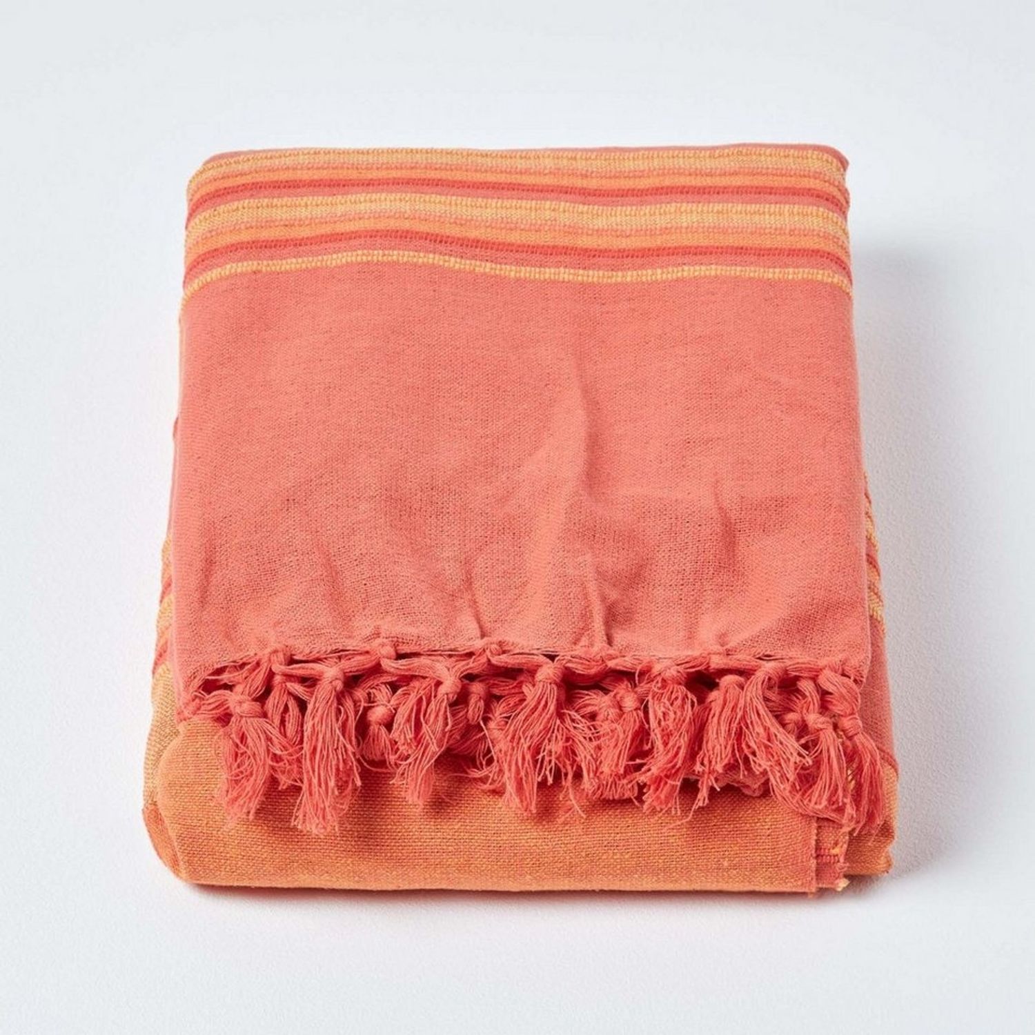 Plaid Tagesdecke Morocco, terracotta gestreift, 150 x 200 cm, Homescapes Bild 1