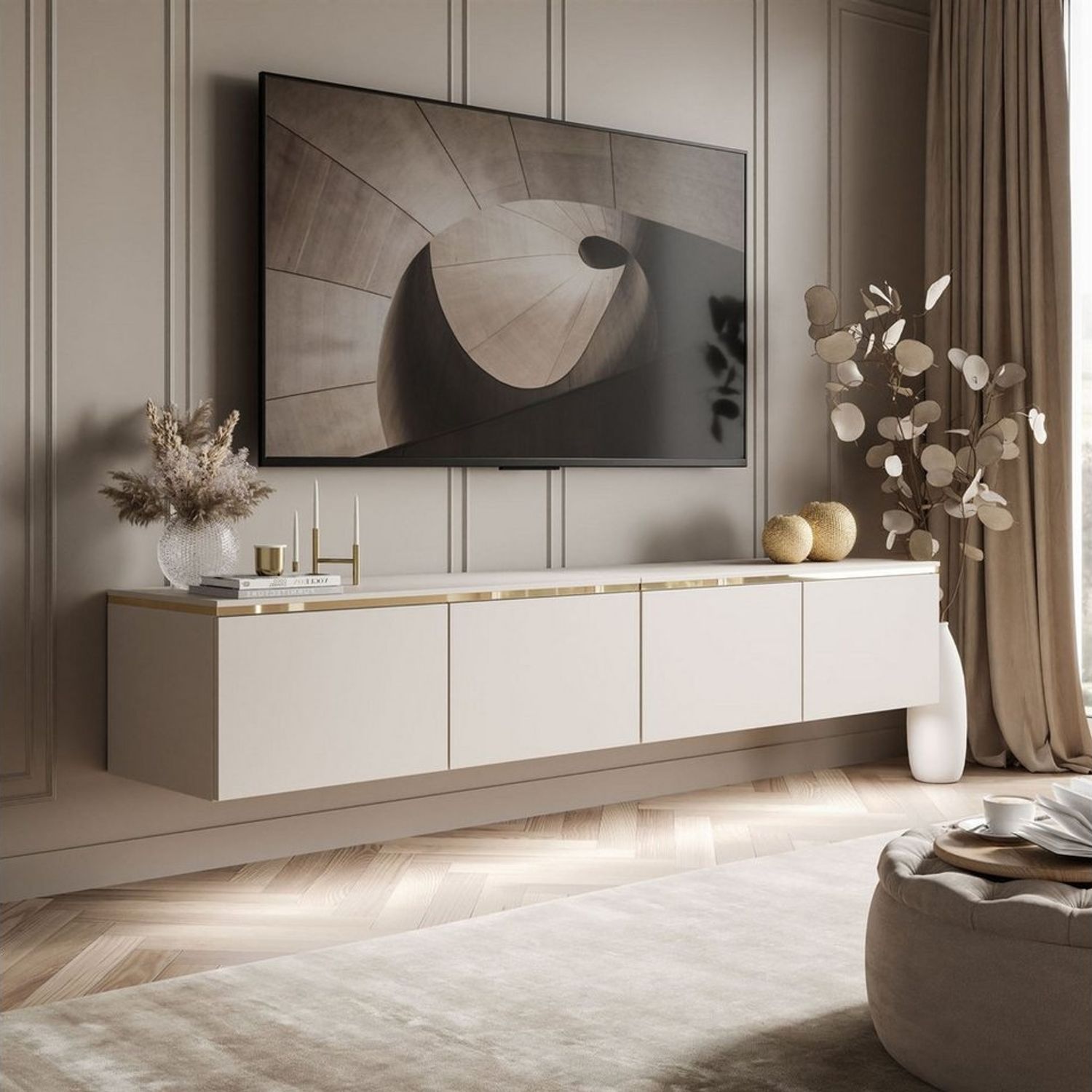 Lookway TV-Schrank CELINE KASCHMIR Hangender TV-Lowboard mit LED-Beleuchtung Bild 1