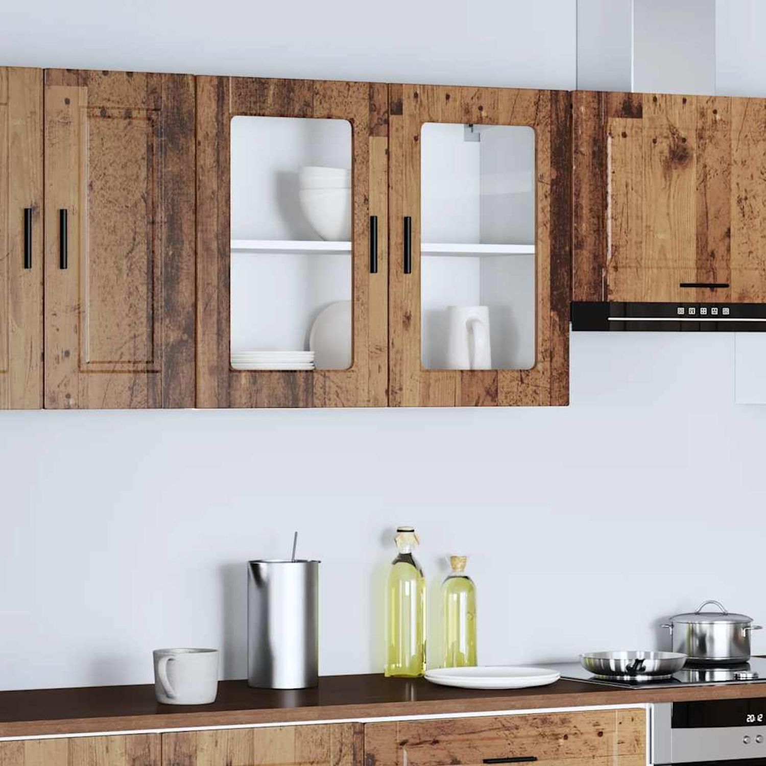 vidaXL Küchen-Hängeschrank mit Glastür Porto Altholz-Optik 854095 Bild 1