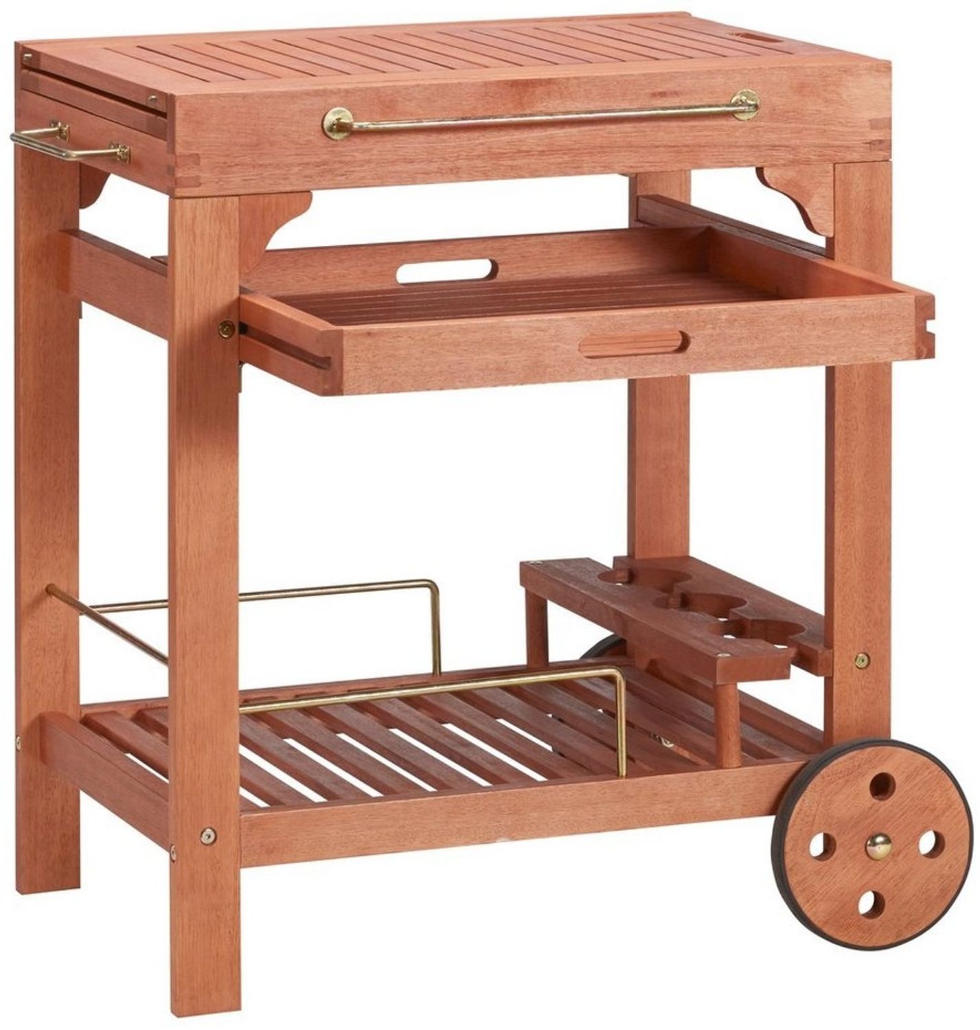 MERXX Servierwagen Multifunktion, Eukalyptusholz, 70-140x50 cm, ausziehbar Bild 1