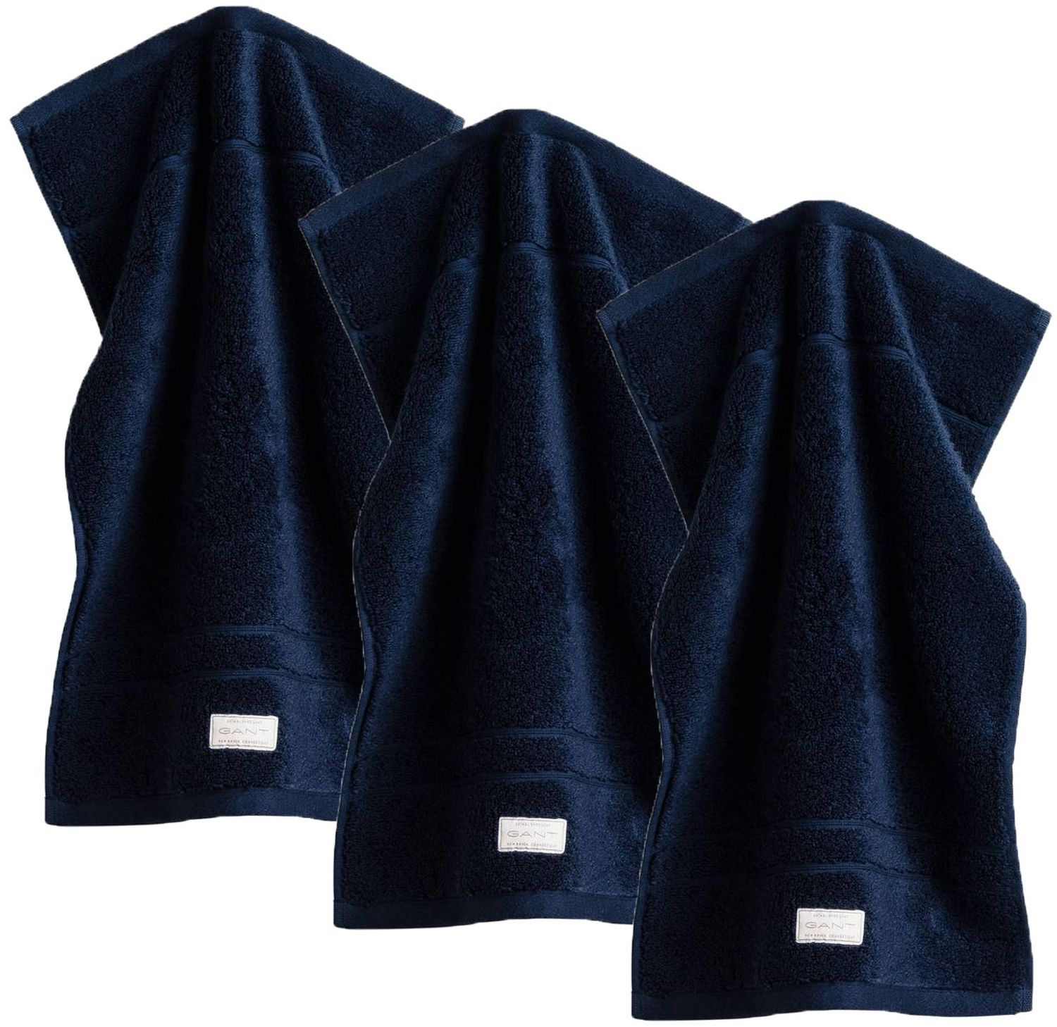 GANT Gästetuch, 3er Pack - Organic Premium Towel, Handtuch, Frottee Dunkelblau 30x50cm Bild 1