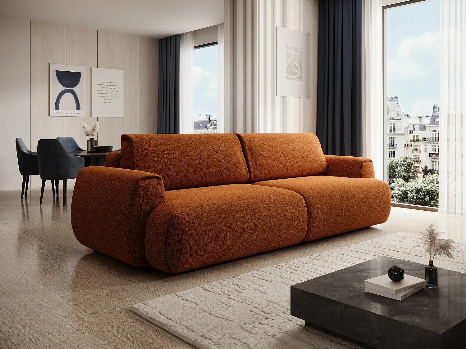 Vente-unique - MONELIA Sofa Stoff Rot - B 106 cm x H 81 cm x L 260 cm Bild 1