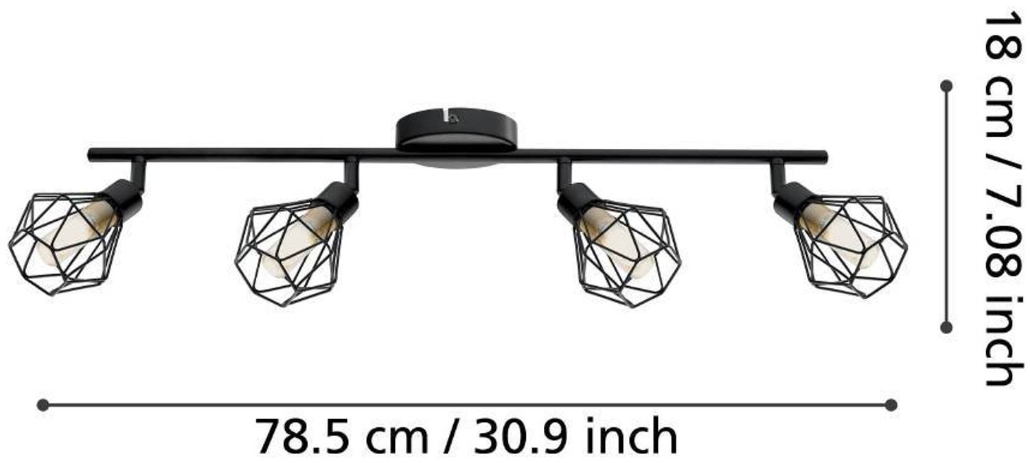 Eglo 32767 Spotleuchte LED ZAPATA 1 G9 4X3W Stahl schwarz, Glas amber L:63,5cm B:6,5cm Bild 1