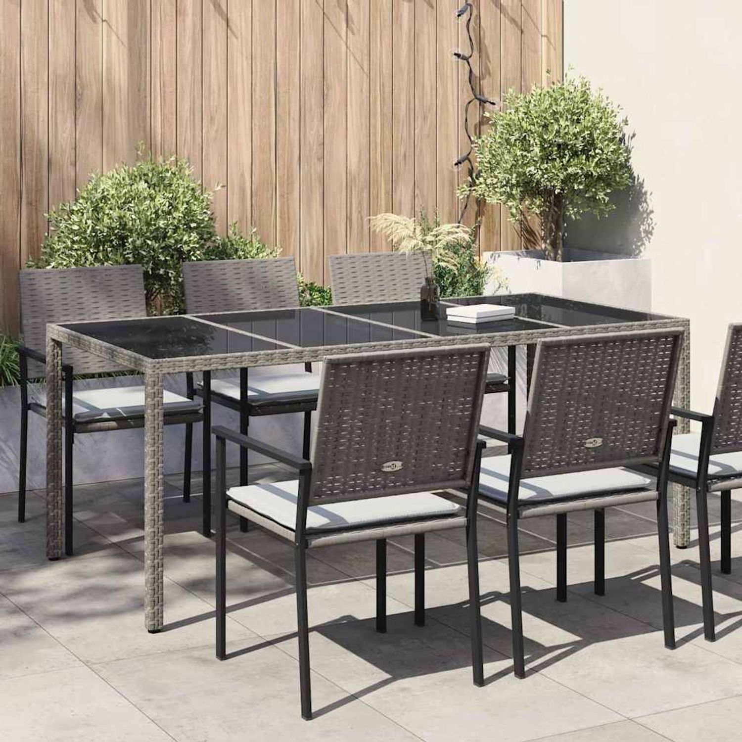 vidaXL Gartentisch Grau 190 x 90 x 75 cm Poly-Rattan 362548 Bild 1