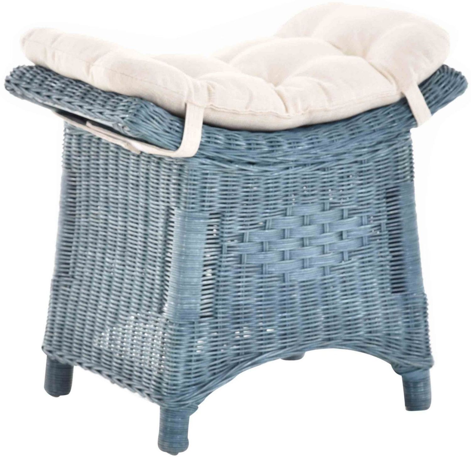 Krines Home Sitzhocker Fußhocker Stabiler Sitz-Hocker/Schemel aus echtem Rattan mit Kissen Bild 1