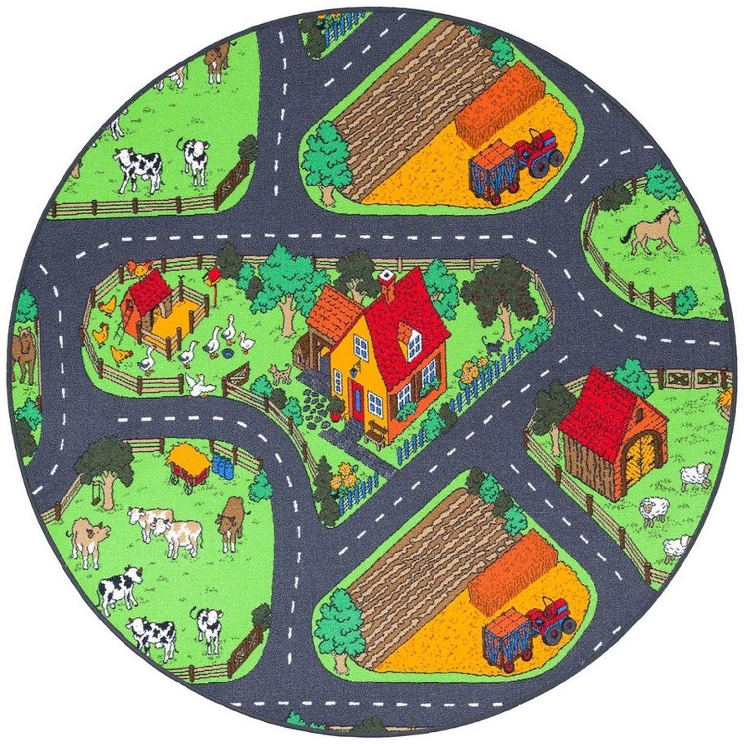 Snapstyle Kinderteppich Kinder Spiel Teppich Bauernhof Rund, Rund, Höhe: 4 mm Bild 1