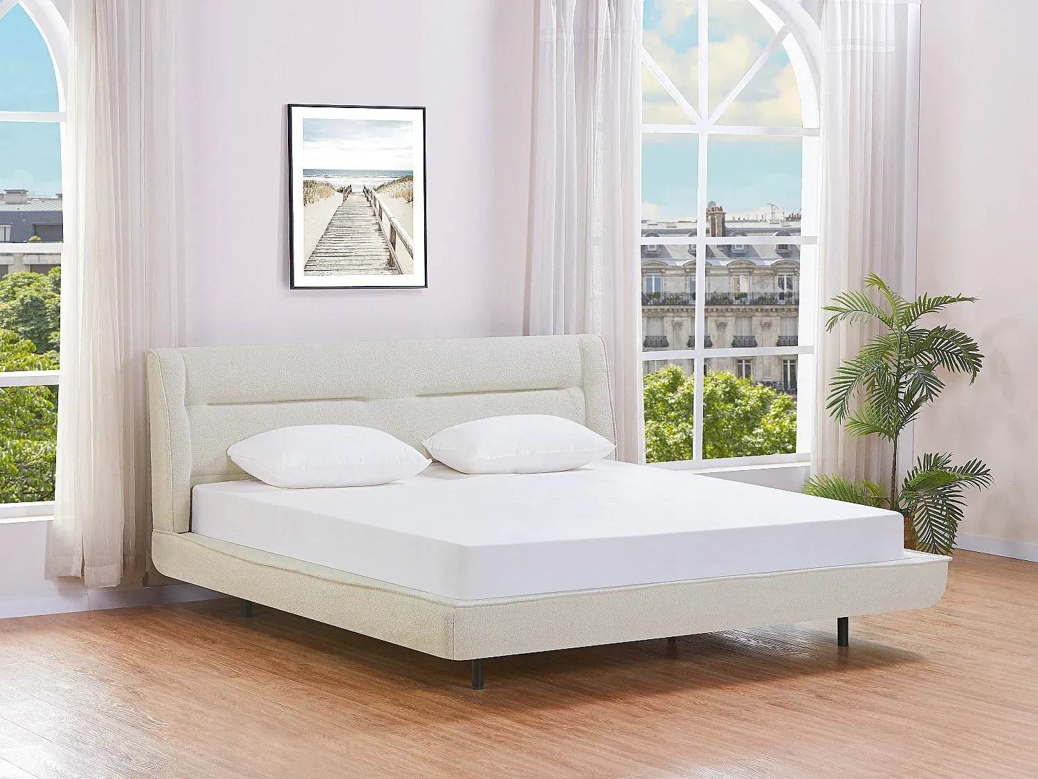 Vente-unique - ISYDE Bett Stoff Beige - B 220 cm x H 99 cm x L 200 cm Bild 1