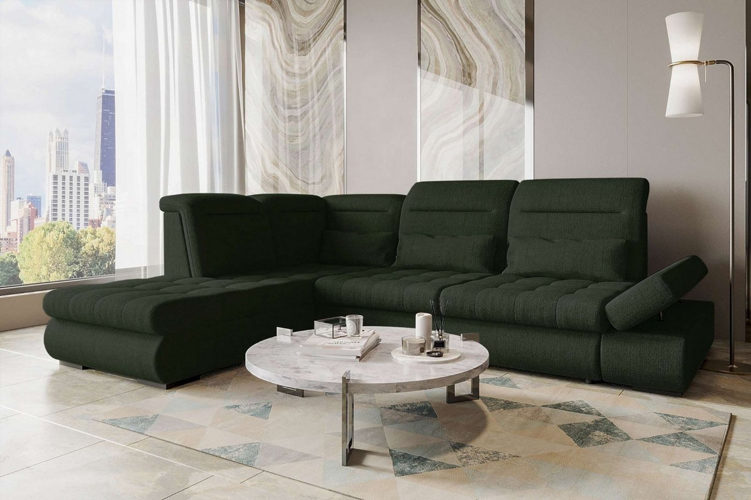 99rooms Ecksofa Toscana, Sofa L-Form, Eckcouch, Bettfunktion, Rundumbezug aus gepolstertem Velours VOGUE Bild 1