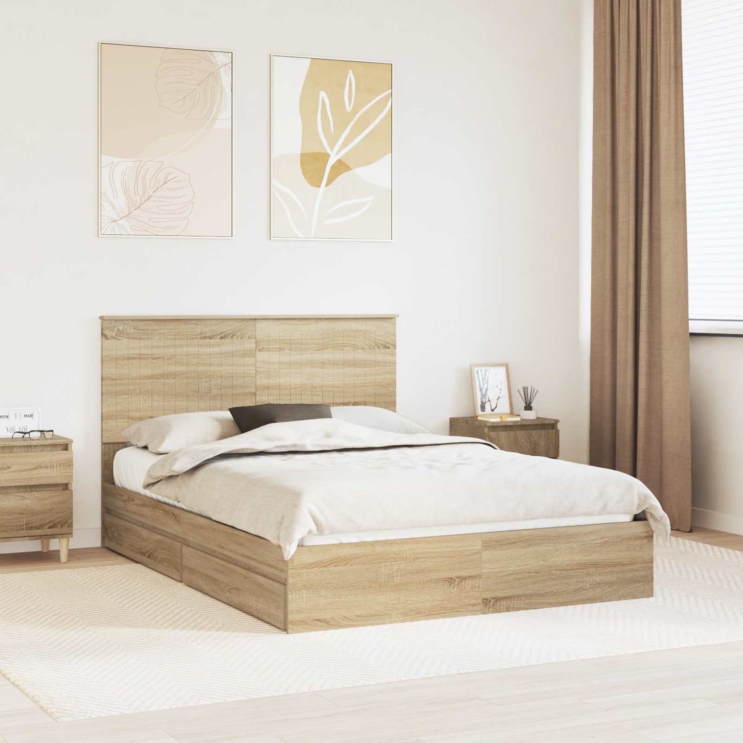 vidaXL Aufbewahrungsbett Sonoma-Eiche 140 x 190 cm Holzwerkstoff 3411210 Bild 1