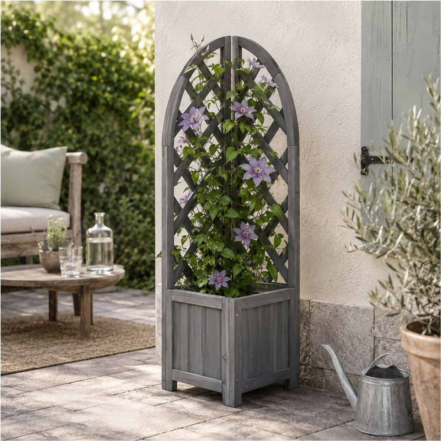 HTI-Line Pflanzkübel Blumenkasten Heidi (Stück, 1 St, 1x Pflanzkasten mit Rankgitter), Blumenkübel Rankgitter Spalier Bild 1