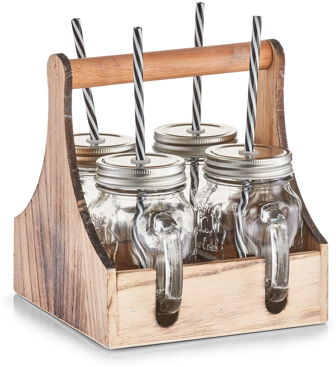 ZELLER 19746 Trinkgläser-Set 5-tlg, Glas/Metall/Holz, 20 x 22 x 22 cm Bild 1
