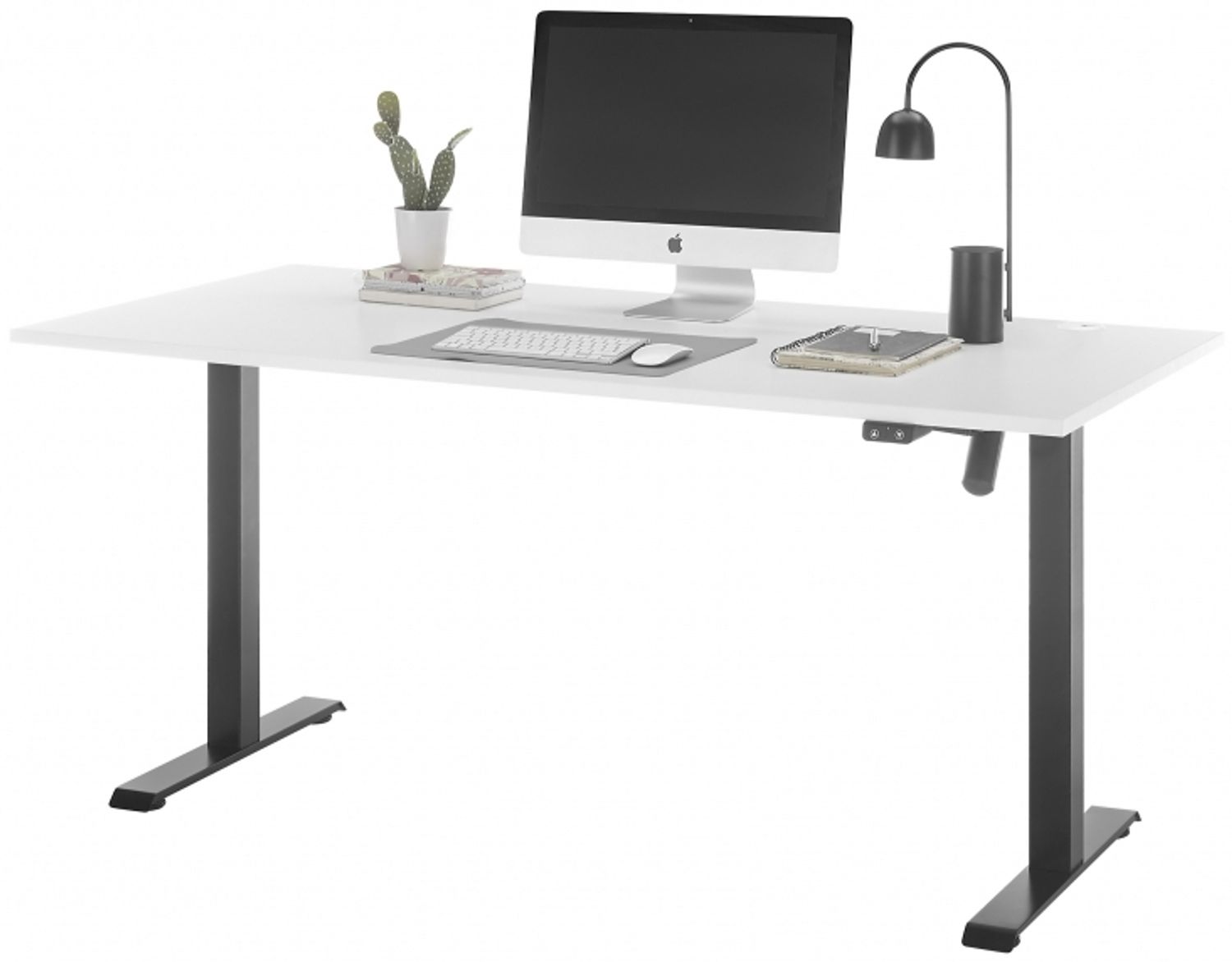 Schreibtisch TOM elektrisch höhenverstellbar Arbeitstisch Büro ca. 160x72-120x77 cm Weiß / Schwarz Bild 1