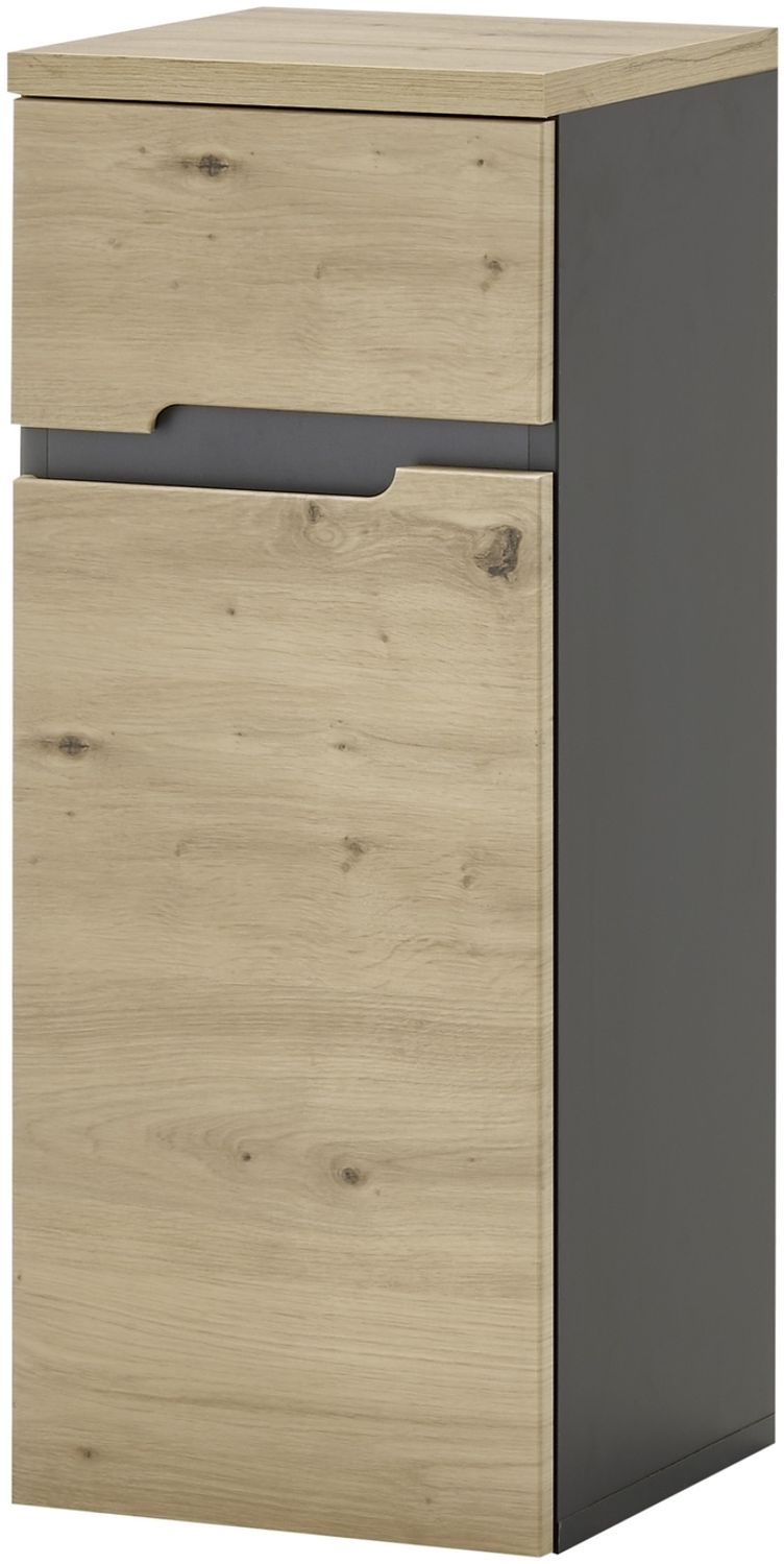 Badkommode >Memphis< Grau / Artisan Eiche Dekor - 30x74x31cm (BxHxT) Bild 1