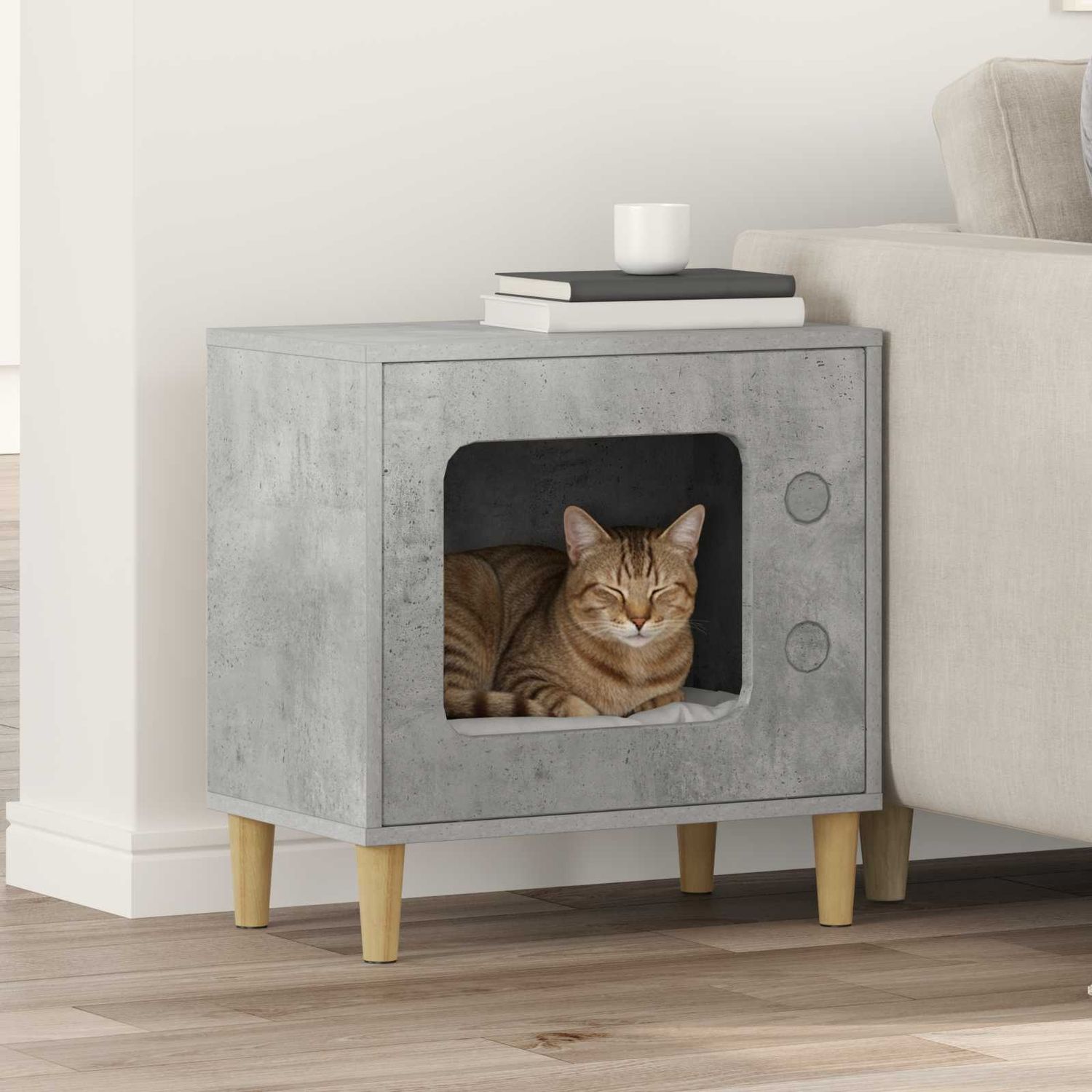 vidaXL Katzenhaus Beton 51 x 30 x 52 cm Holzwerkstoff 8000656 Bild 1
