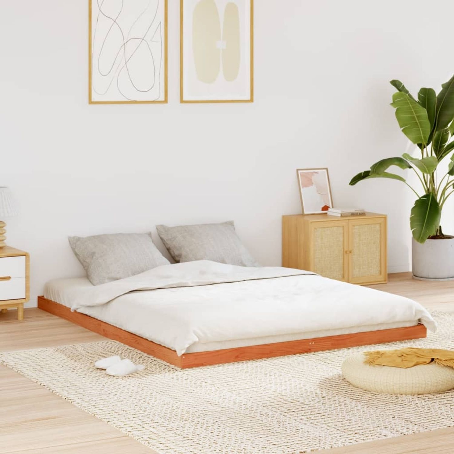 vidaXL Massivholzbett Wachsbraun 150x200 cm Kiefer 847149 Bild 1