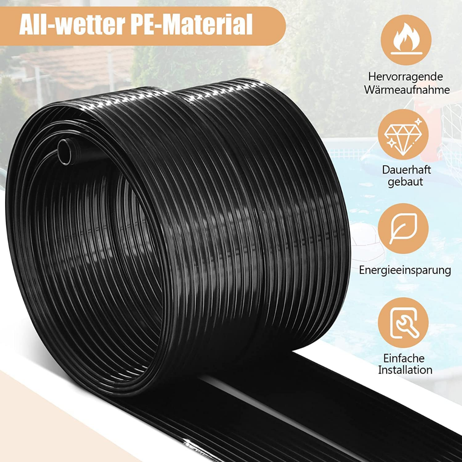 Schwimmbeckenheizung 600 x 75 cm Solarkollektorplatten für 25800 L Unterirdische und Oberirdische Pools Bild 1