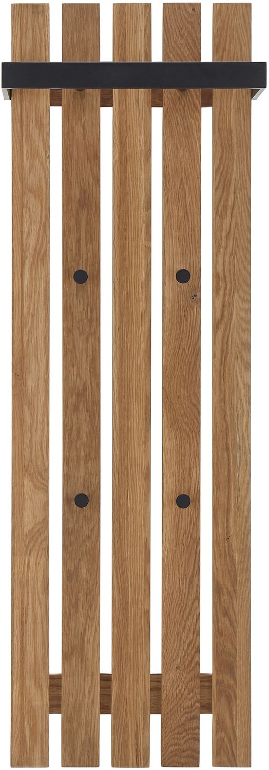 BANTRY Garderobenpaneel - 5 Leisten Höhe 120 cm / Eiche natur geölt / mit Ablage Bild 1