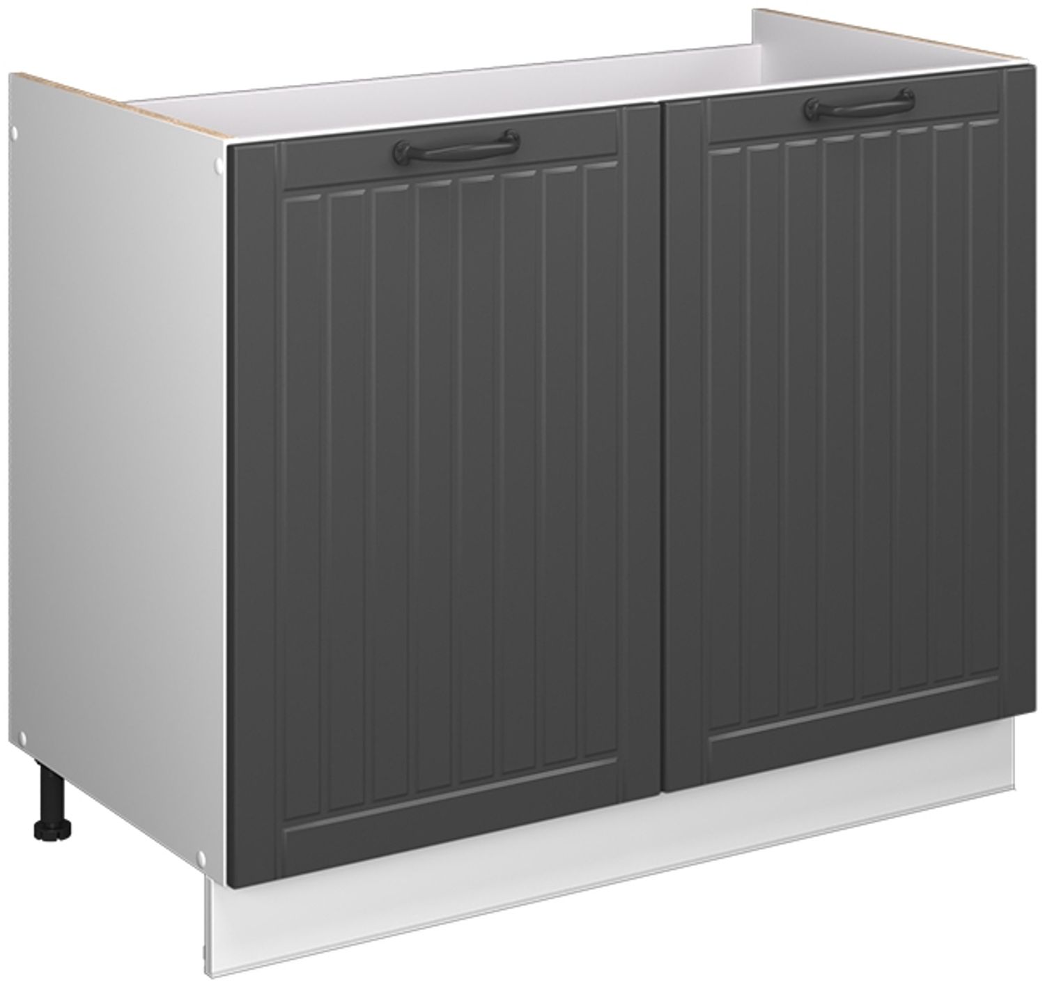 Spülenunterschrank Fame-Line Dunkelgrau/Weiß 100 cm ohne Arbeitsplatte Vicco Bild 1