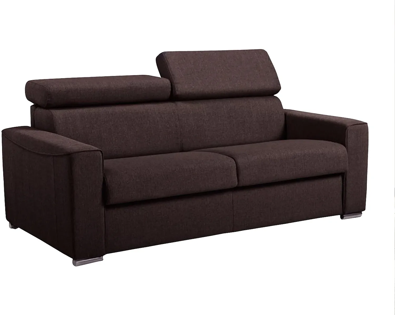 Schlafsofa 3-Sitzer Stoff VIZIR - Braun - Liegefläche: 140 cm - Matratzenhöhe: 16 cm mit Memory Schaum Bild 1