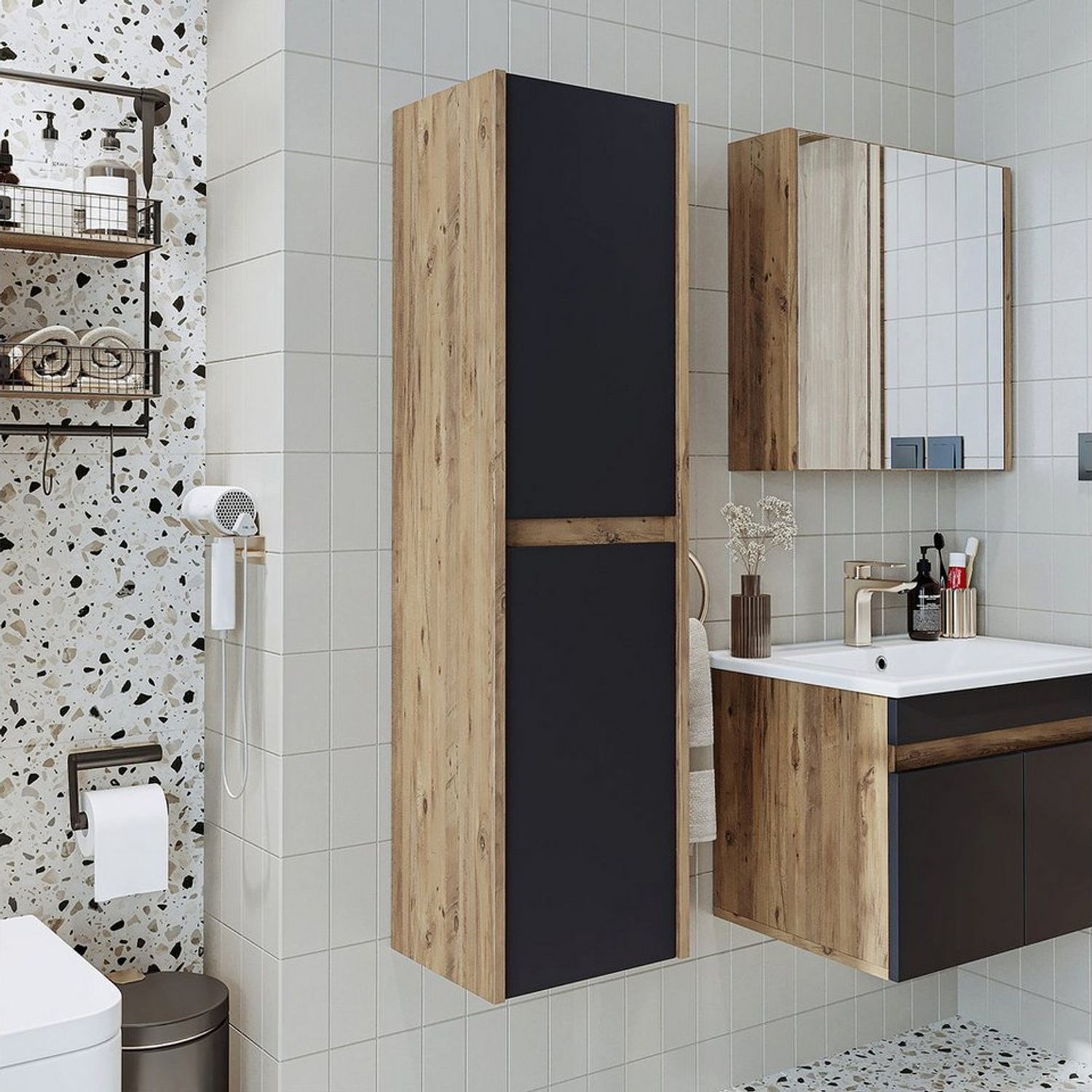 Roomart, Badezimmermöbel, Hochschrank, 35 cm breit, Badregal Bild 1