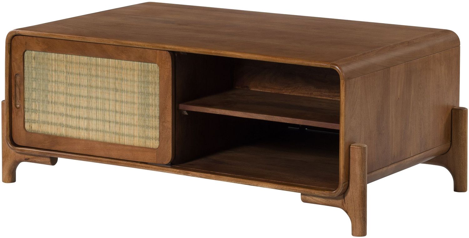 Couchtisch Mango/Seegras 120x70x45 hellbraun lackiert MIZUMI #115 Bild 1