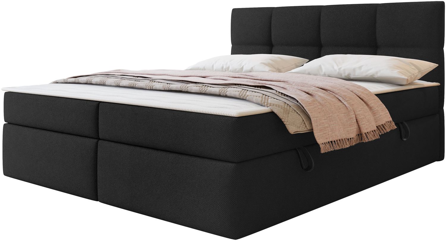 Mirjan24 Boxspringbett mit H3-Matratze und Topper Fogy , schwarz, 160x200 cm Bild 1