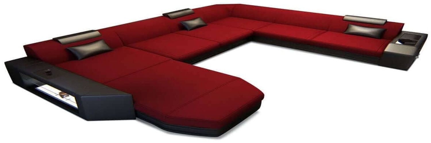 Wohnlandschaft Prato XXL in Stoff - Mikrofaserstoff - rot-schwarz - Links Bild 1