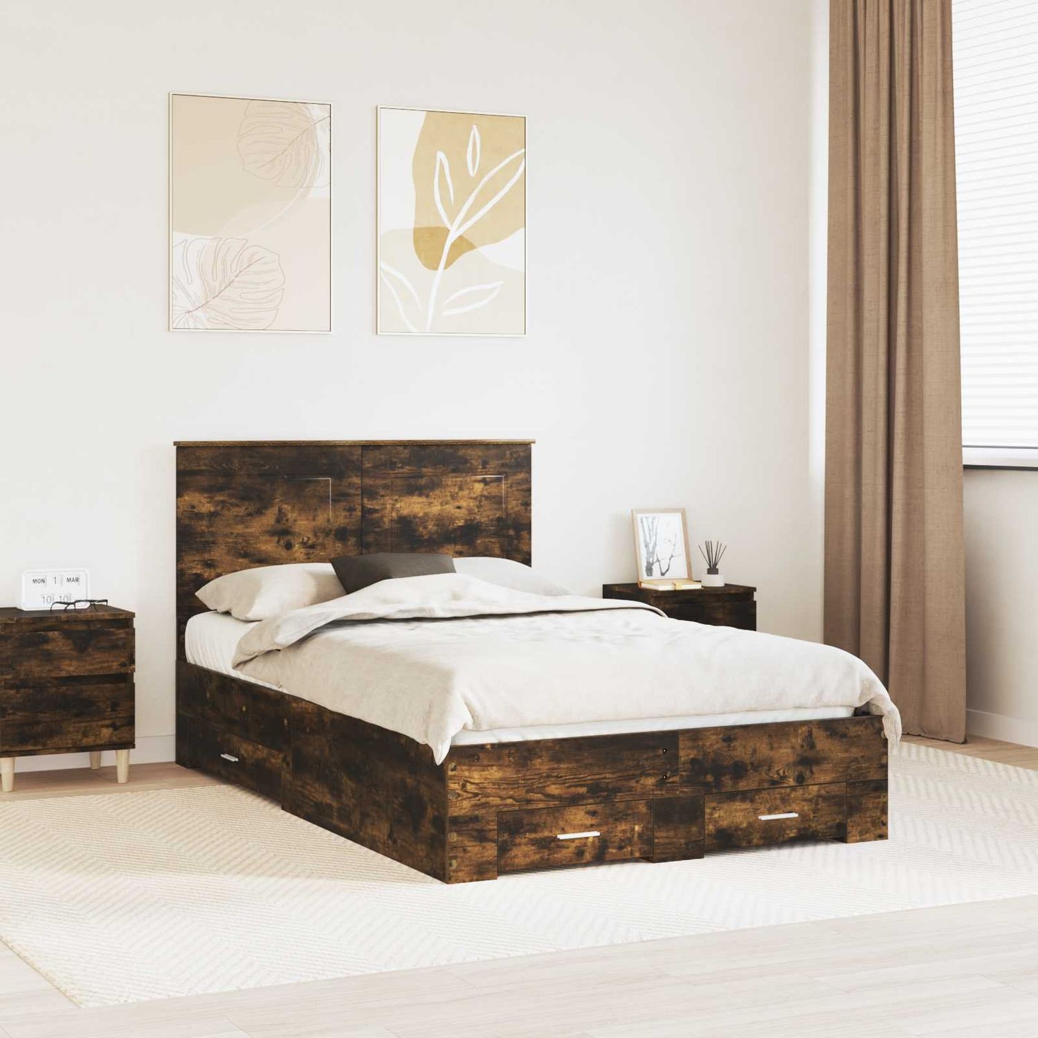 vidaXL Bettrahmen Geräucherte Eiche 120 x 190 cm Holzwerkstoff 3409671 Bild 1