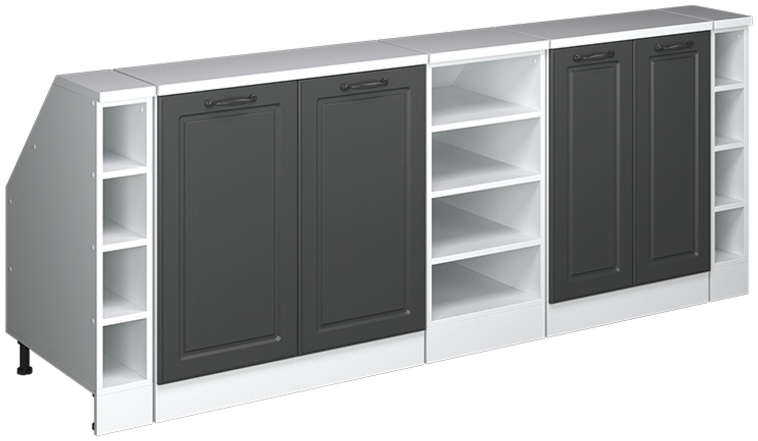 Dachschrägenschrank-Set Rion Anthrazit Landhaus 210 cm 5er Set Schrankkorpuss 60 cm Tiefe Vicco Bild 1