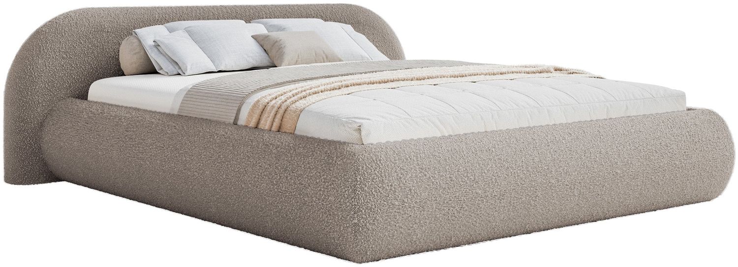 Selsey 'Shels Low' Polsterbett 180x200 mit Bettkasten, Bouclé, Graubeige Bild 1