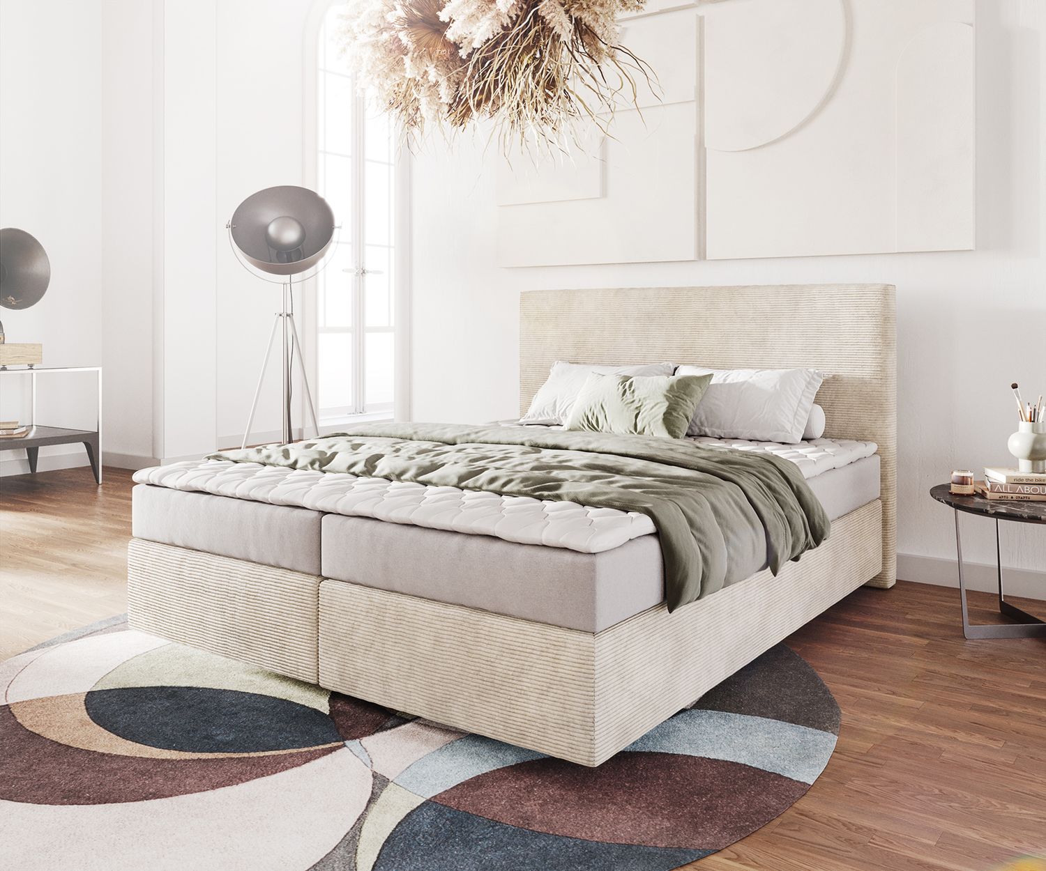 Boxspringbett Dream-Well mit Matratze und Topper Beige 160x200 Bild 1