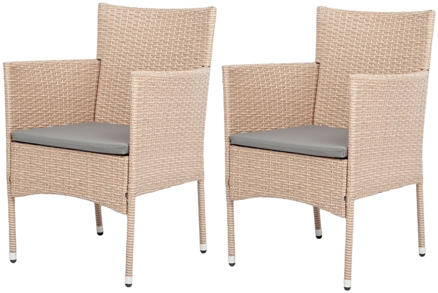 2er-Set Armlehnstuhl SHARON Polyrattan Natural Gartenstuhl Stuhl Armlehnsessel inkl. Kissen Bild 1