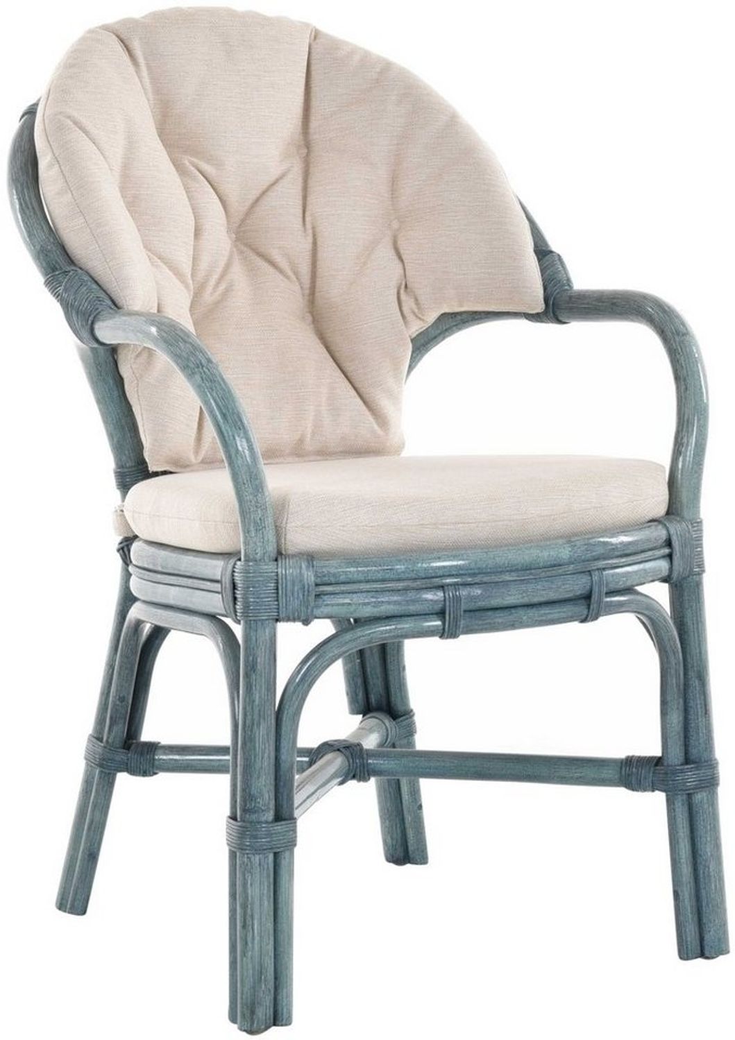 Krines Home Armlehnstuhl Klassischer Korbsessel Rattansessel Korb-Stuhl aus Natur-Rattan, gestäbt Bild 1