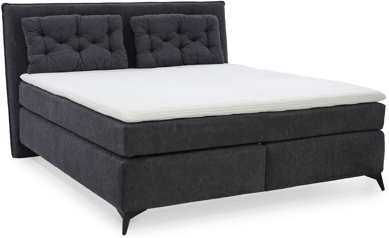 Boxspringbett 180x200 Federkern Wendematr.H2/H3 Bonell Topper Chenille Anthrazit Bild 1
