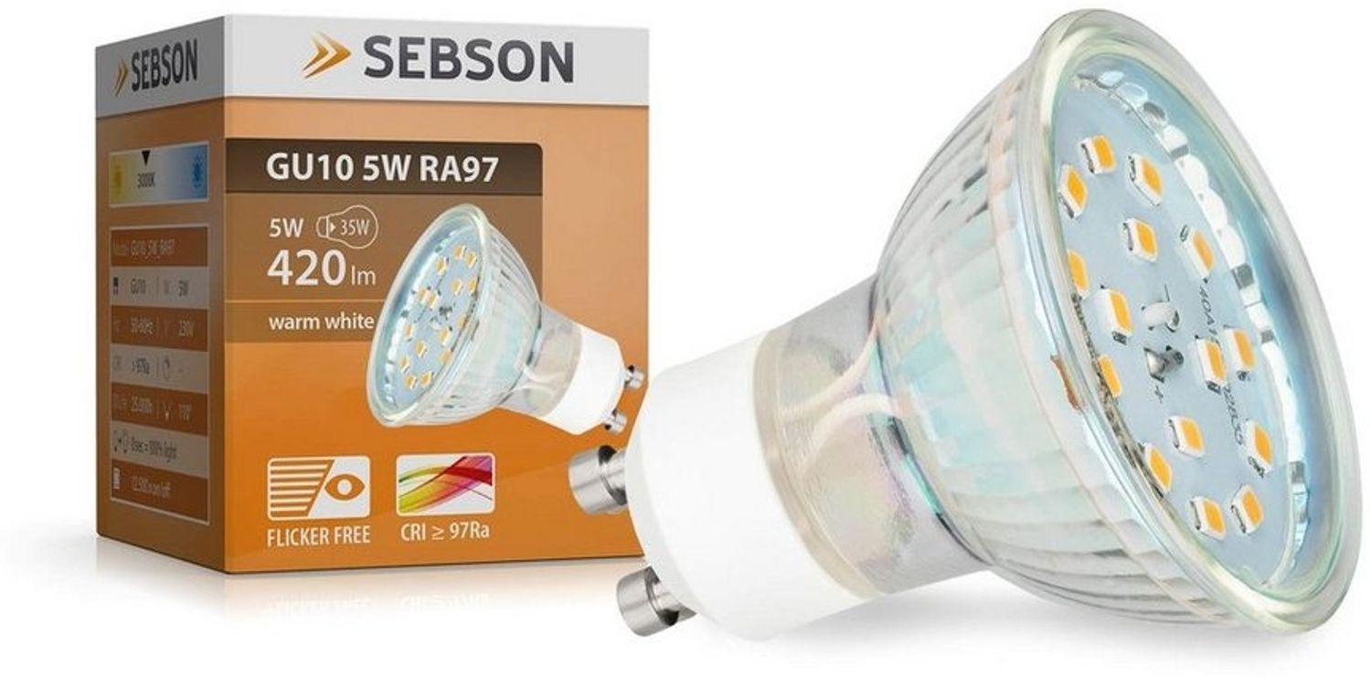 SEBSON LED-Leuchtmittel LED Lampe GU10 5W warmweiß 3000k 420lm 230V Leuchtmittel - 4er Pack, 4 St. Bild 1