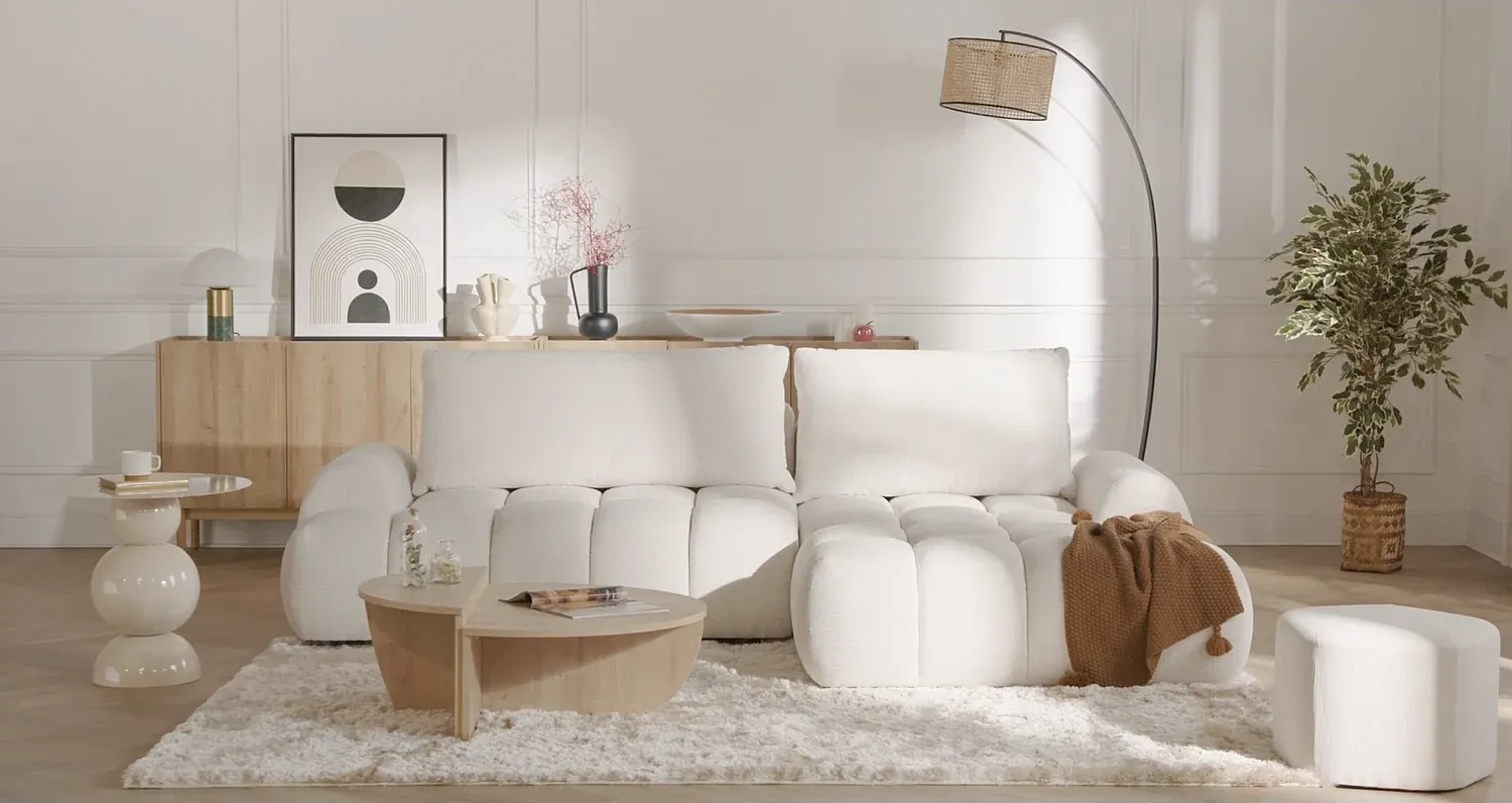 Vente-unique - FARNETA Sofa Stoff Beige - B 177 cm x H 86 cm x L 280 cm Bild 1