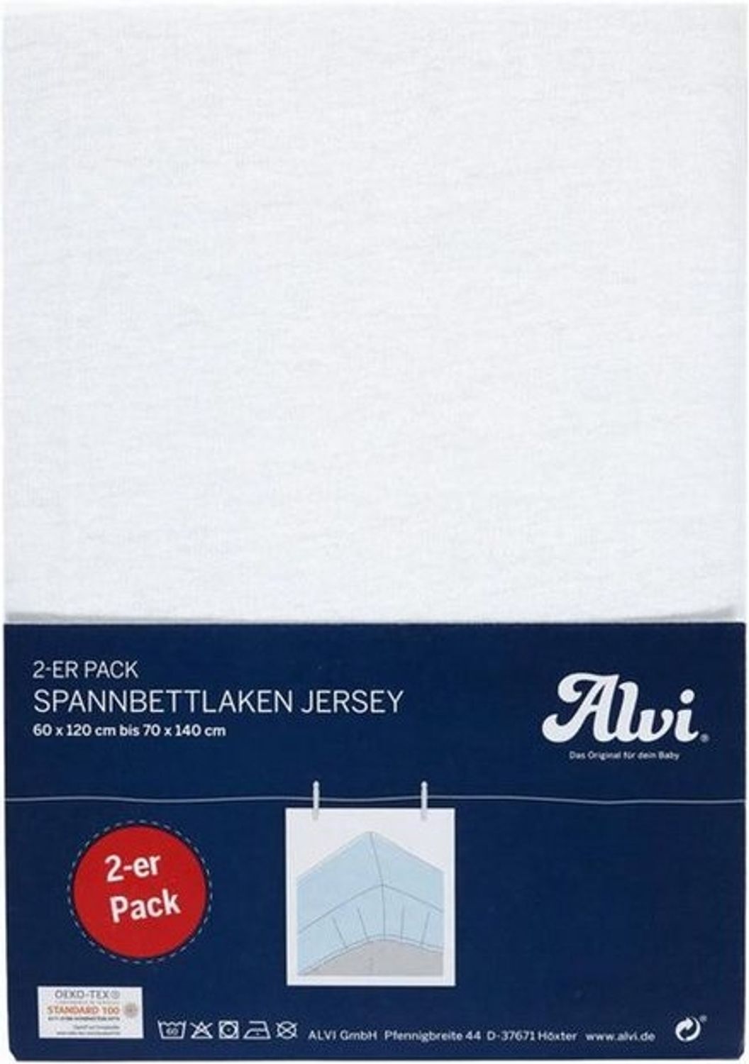 Alvi Spannbettlaken Jersey 2er Pack 70x140, weiß/weiß Bild 1