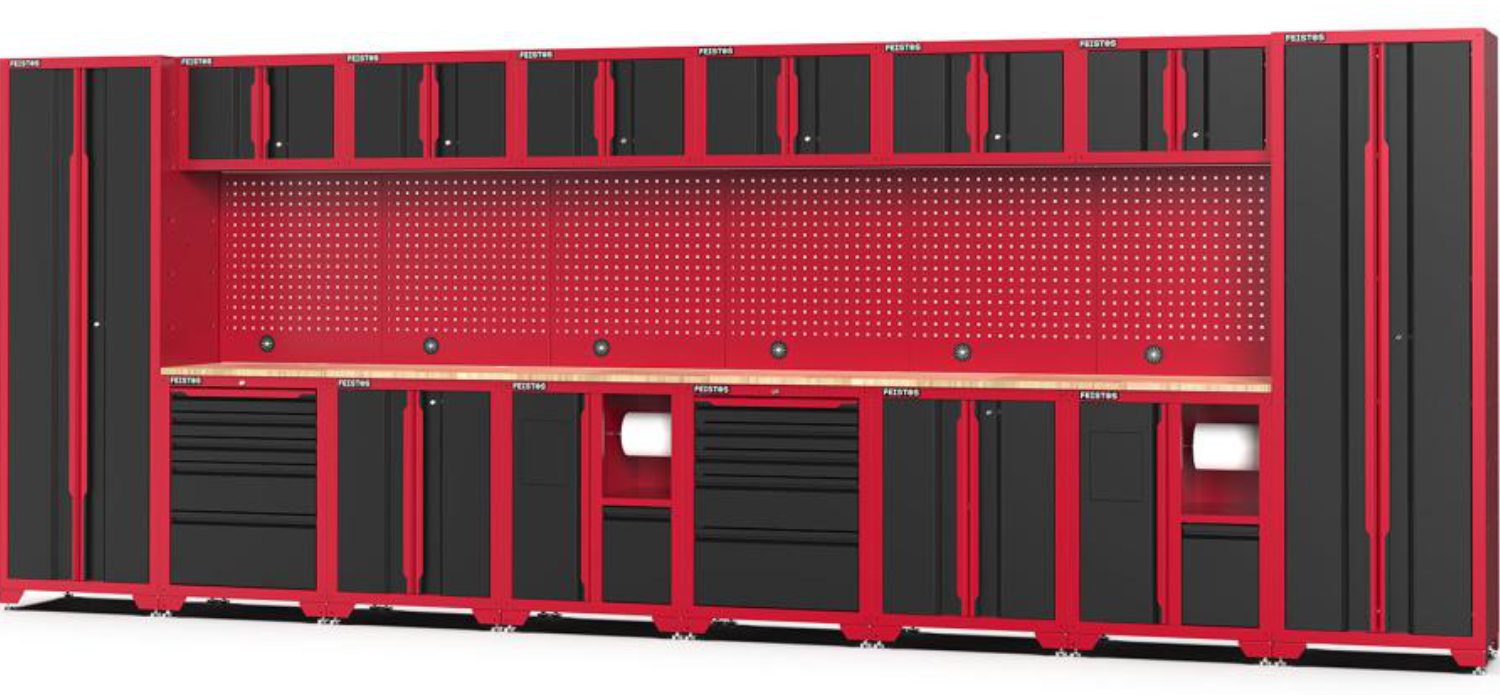 Feistos Werkstatteinrichtung "Juno 13", schwarz/rot, 528 x 46 x 198 cm (B x T x H),2 Hochschränke Bild 1