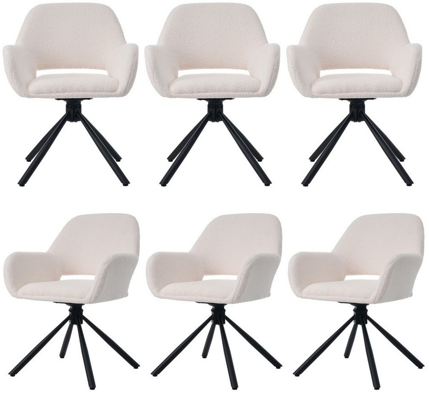 Flieks Esszimmerstuhl (360° drehbar, Set, 6 St), 6er Set Polsterstühle Drehstuhl Armlehnstuhl Bürostuhl, Sherpa-Bezug Bild 1