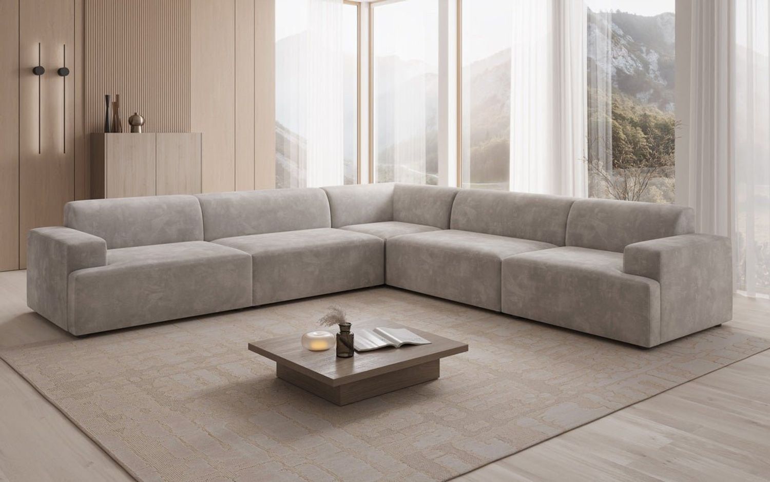 Luxusbetten24 Sofa Designer Sofa Monza Wohnlandschaft L XXL, in Samt Bild 1